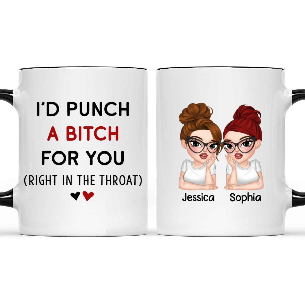 Custom Best Friend, Christmas & Birthday Friendship Keepsake Gift • Punch A Bitch - Personalized Accent Mug