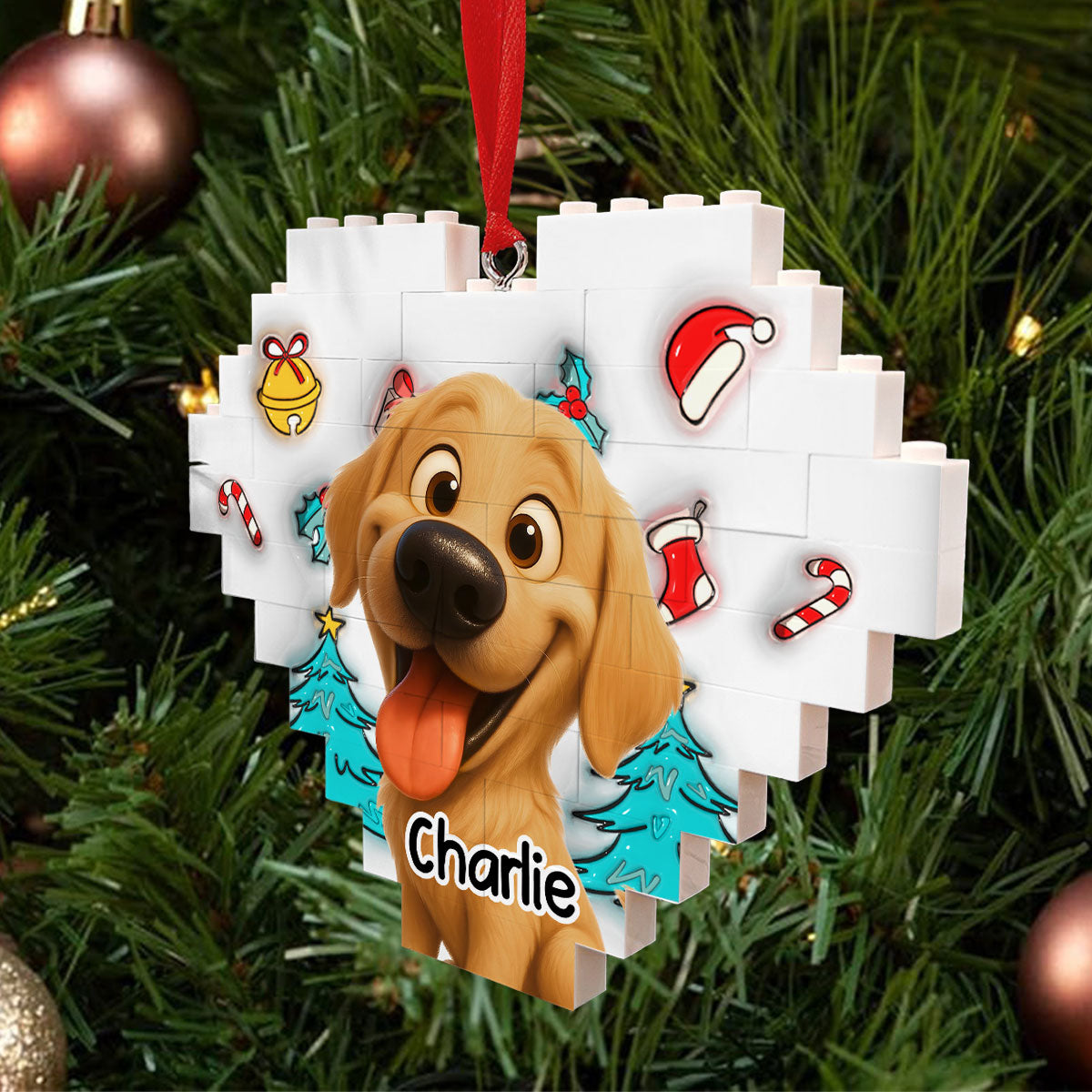 Custom Keepsake Christmas Ornament •  Santa Is Coming - Personalized 3D Effect Heart Puzzle Ornament
