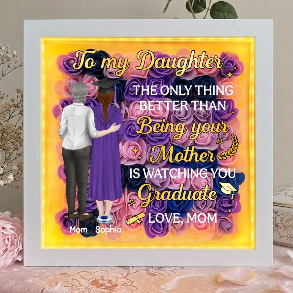 Watching You Graduate - Personalized Flower Shadow Box With LED Light