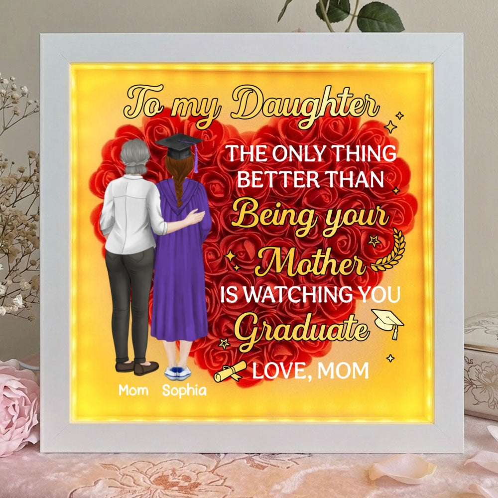 Watching You Graduate - Personalized Flower Shadow Box With LED Light