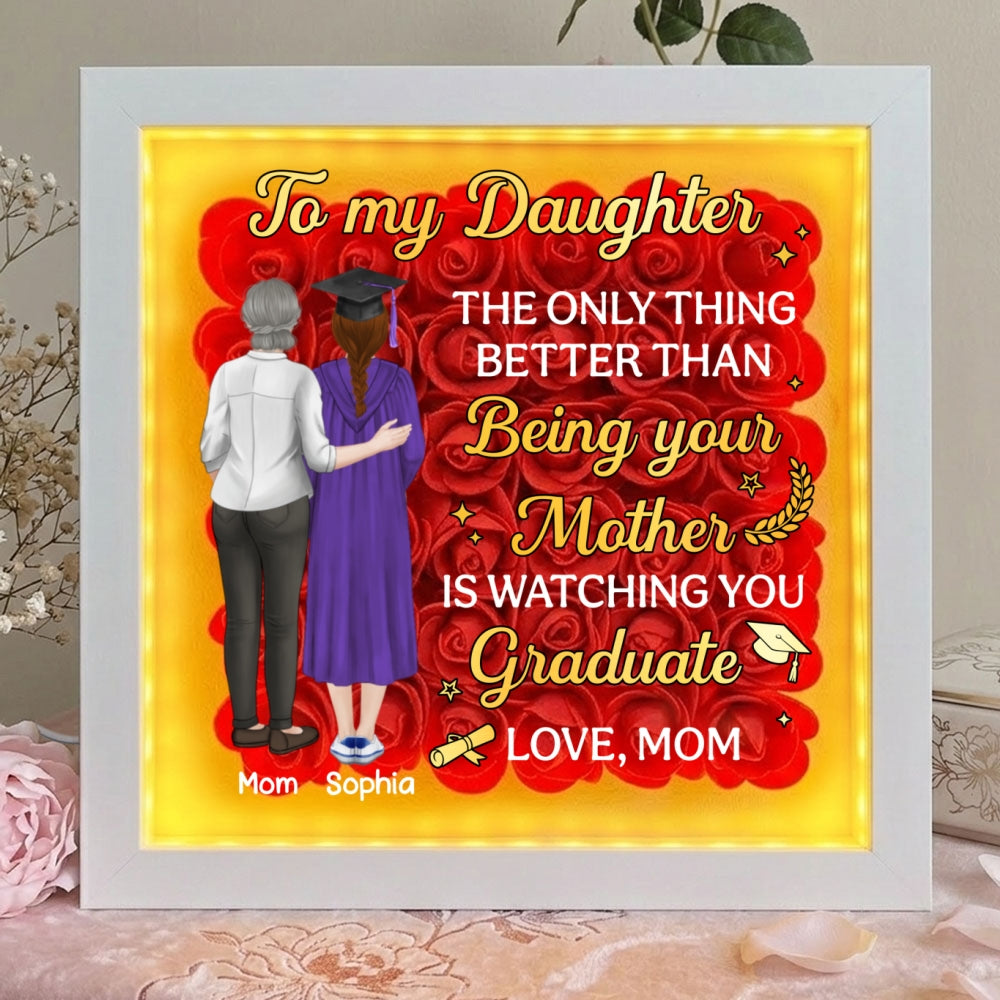 Watching You Graduate - Personalized Flower Shadow Box With LED Light