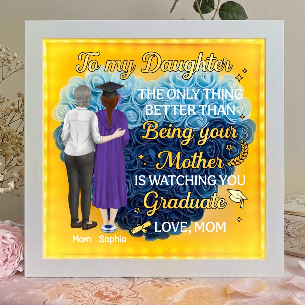 Watching You Graduate - Personalized Flower Shadow Box With LED Light