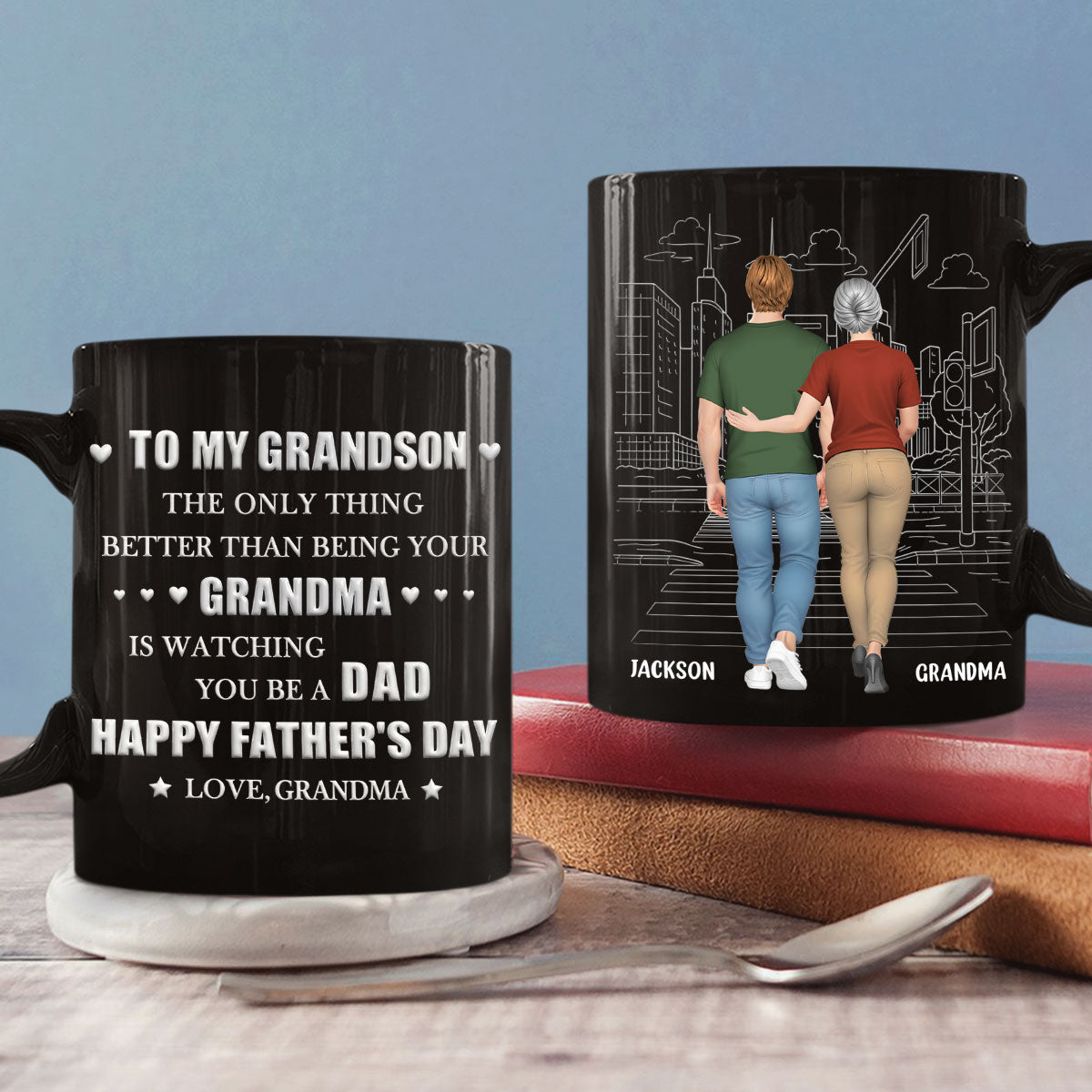 Custom Father's Day Gift for Grandson • Grandma Watching You Grow - Personalized 3D Inflated Effect Mug