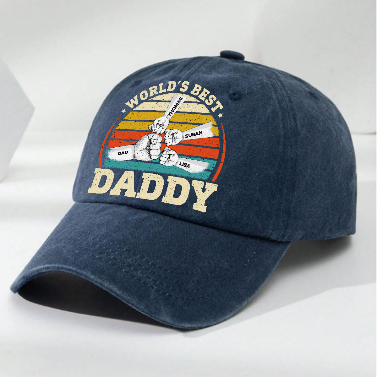 Custom Father's Day Christmas Birthday Gifts for Dad • Our Best Daddy - Personalized Vintage Washed Denim Cap