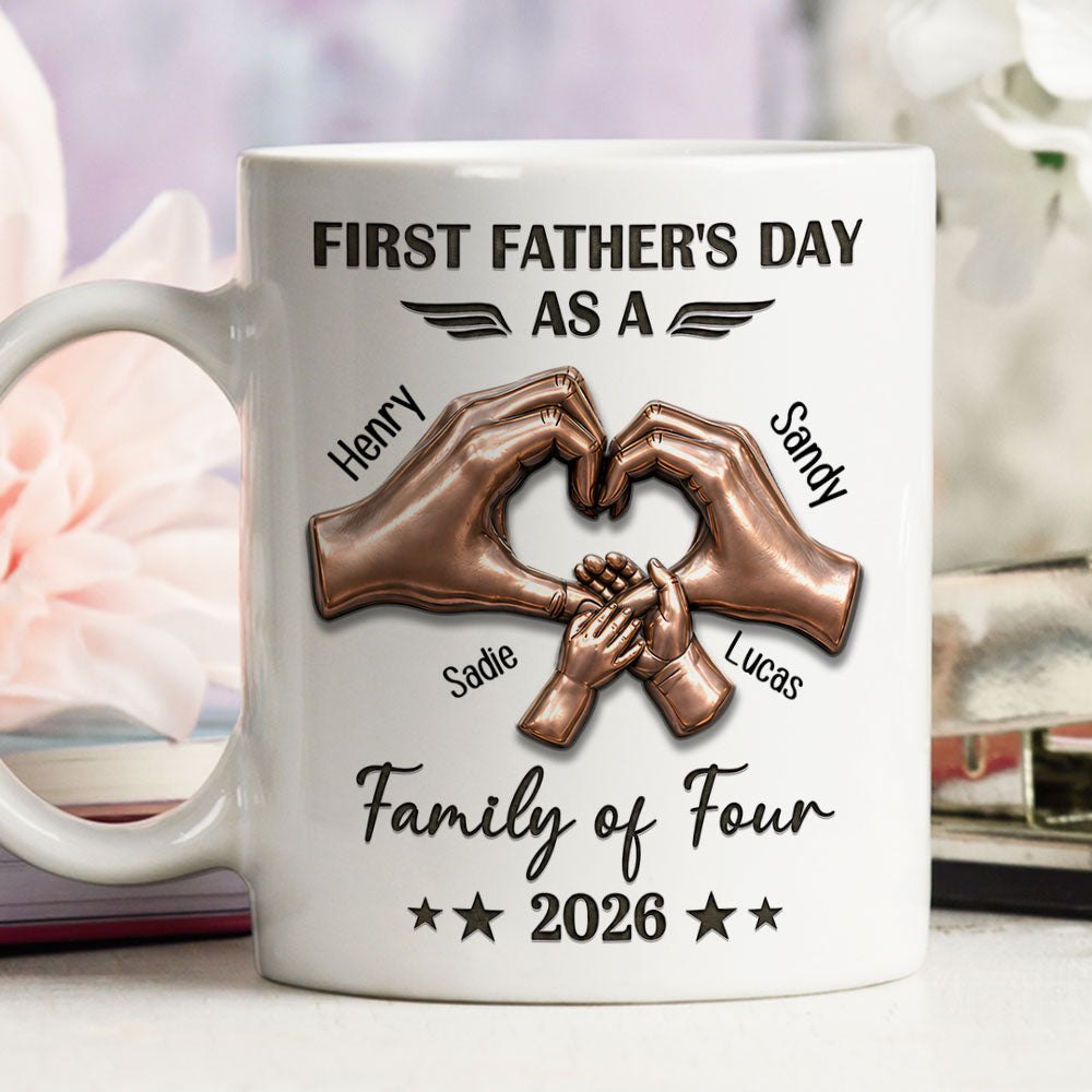 Custom Father's Day, Special Gift for Dad & Grandpa • First Father Day With My Family - Personalized 3D Effect Mug