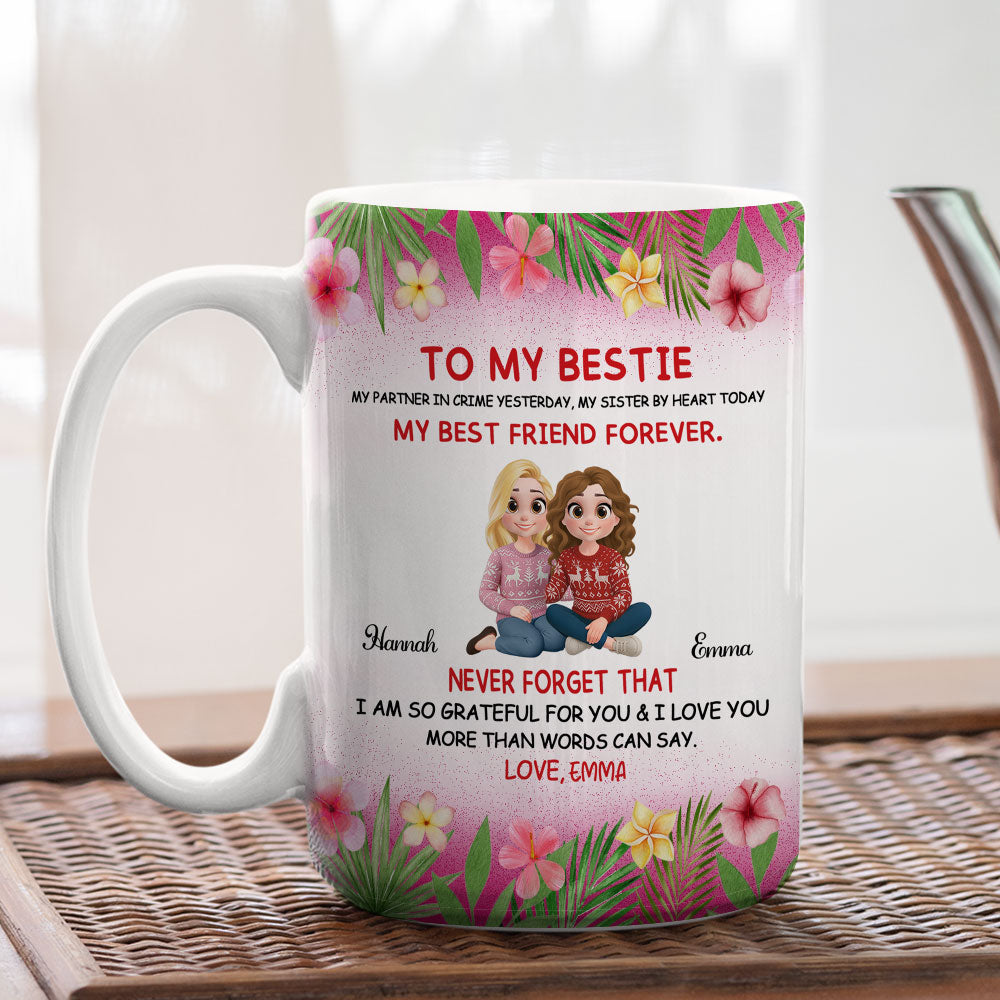 Custom Best Friend, Christmas & Birthday Friendship Keepsake Gift • My Partner In Crime Yesterday - Personalized Coffee Mug