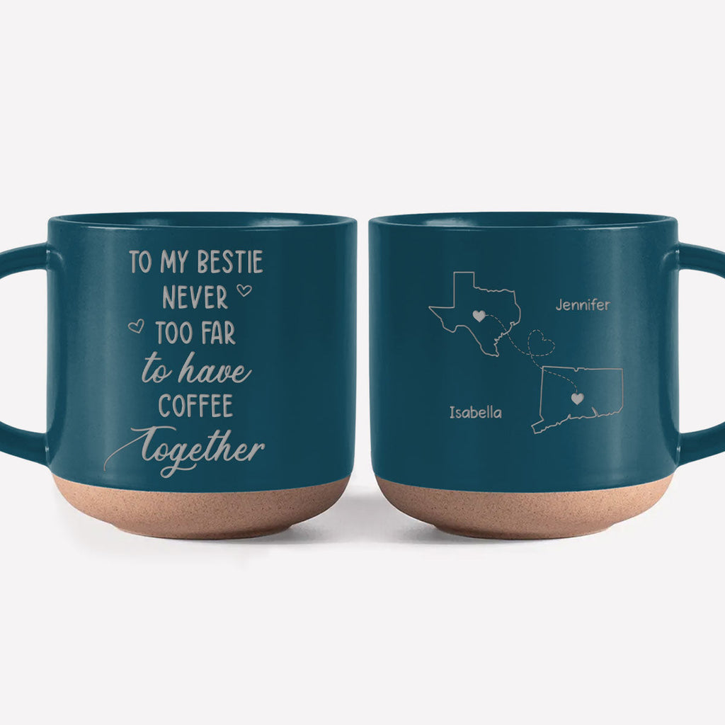 Custom Best Friend, Christmas & Birthday Friendship Keepsake Gift • Still Having Coffee Together - Personalized Engraved Pottery Mug