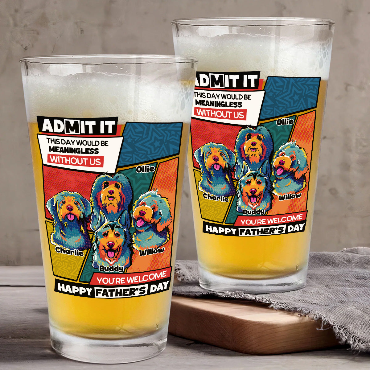 Meaningless Without Us - Personalized Beer Glass