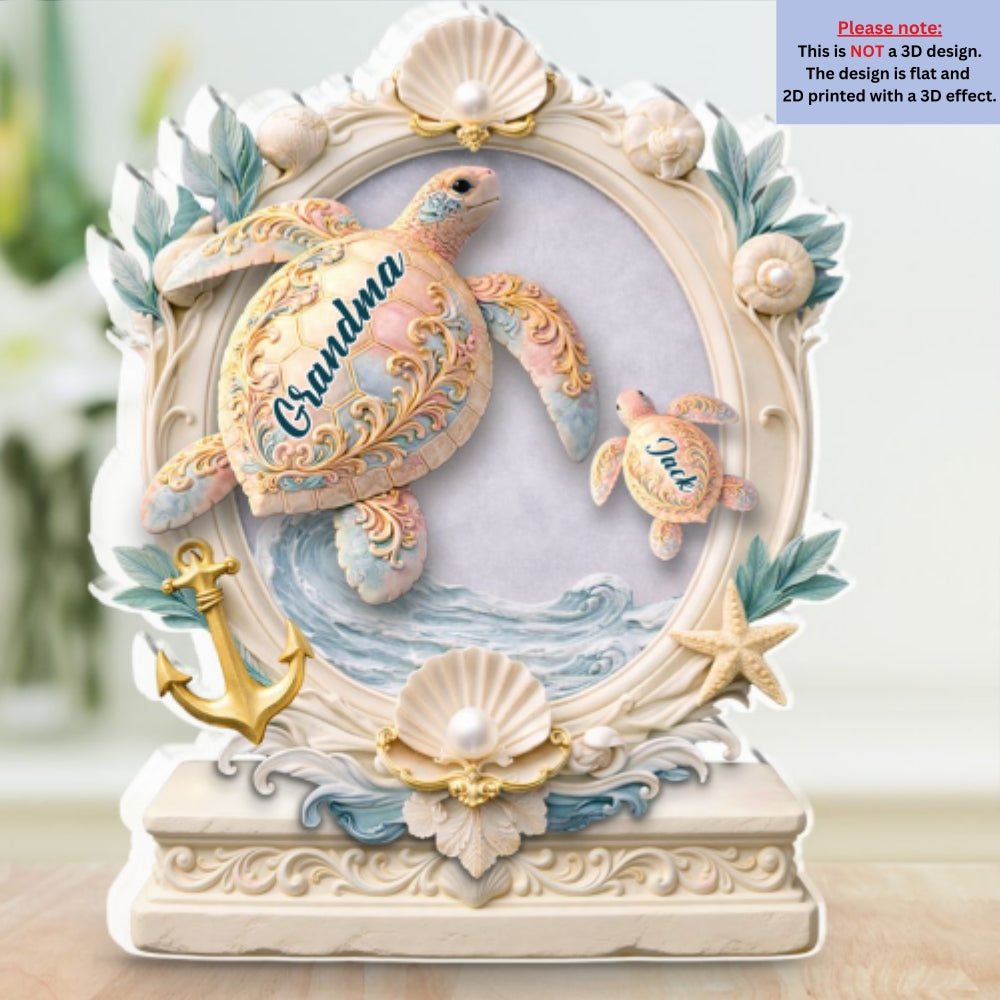 Custom Mother's Day Decor, Gift for Mom & Grandma • Sweet Turtles - Personalized Acrylic Plaque