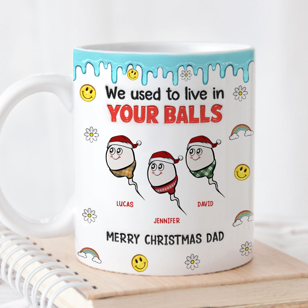 Custom Christmas & Birthday Gift for Dad • We Used to Hang Out in Your Balls - Personalized 3D Inflated Effect Mug