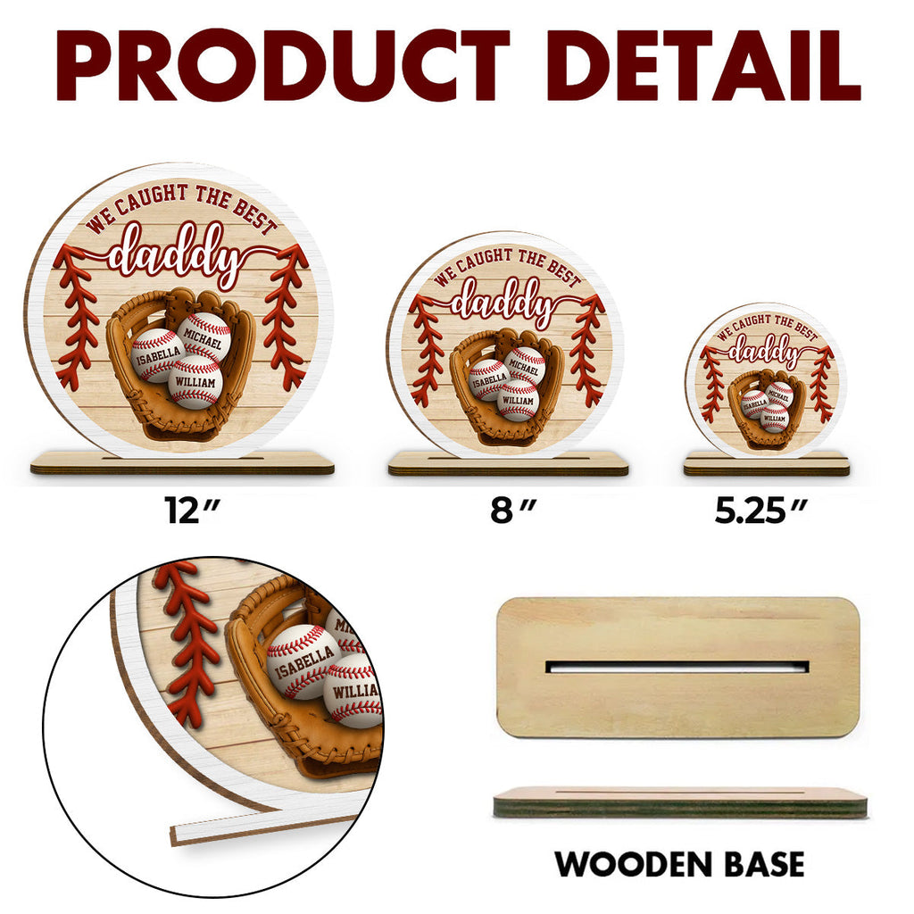 Custom Father's Day Decor, Gift for Dad & Grandpa • Daddy Team - Personalized 2-Layer Wood Plaque With Flat