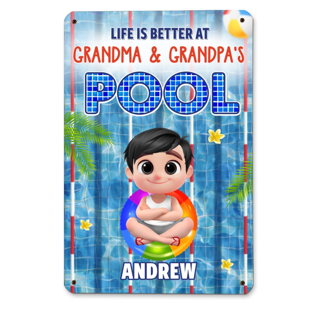 Custom Grandma & Grandpa Summer Backyard, Patio & Porch Decor • Time For The Beach - Personalized Metal Sign