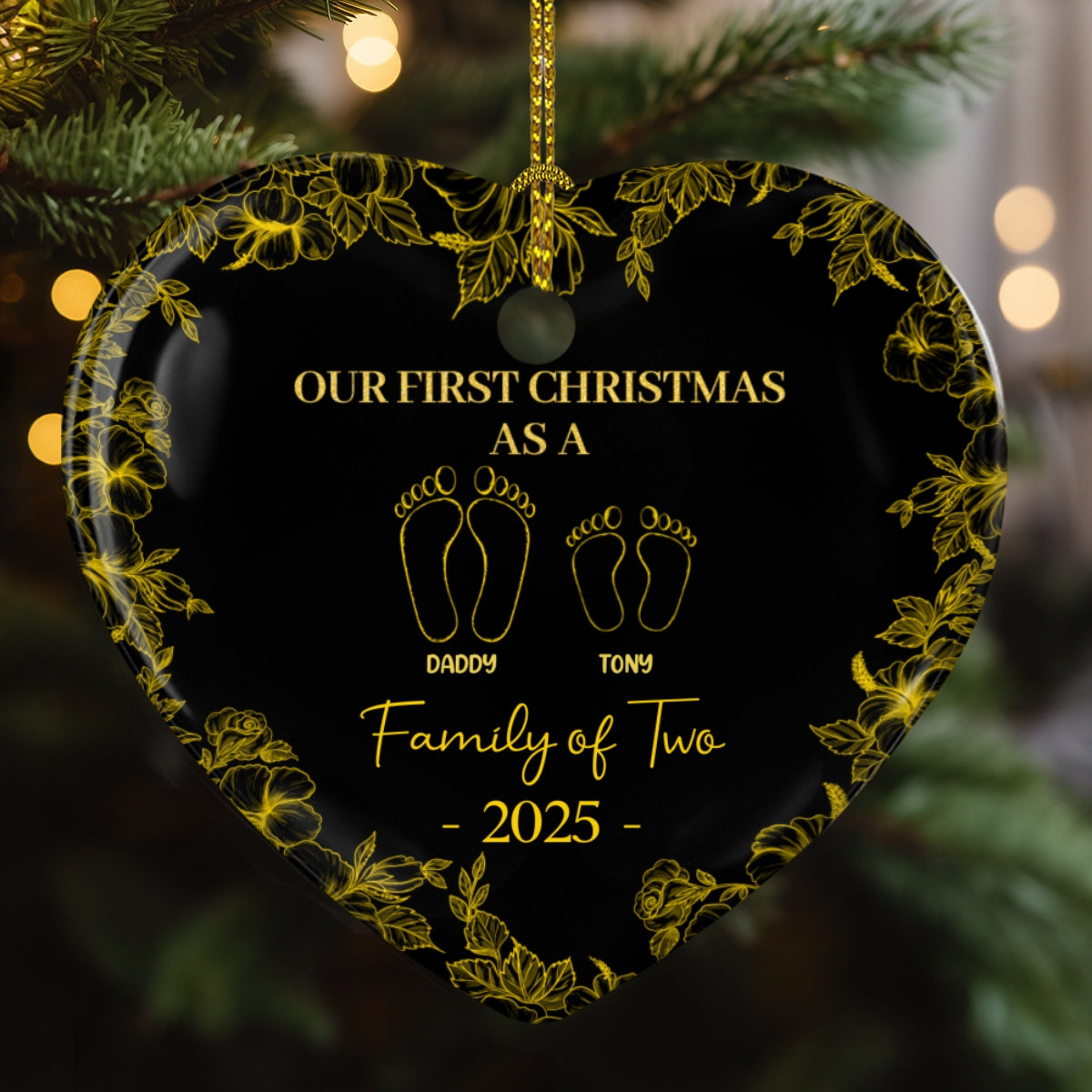 Custom Family First Christmas Ornament •  First Christmas Together - Personalized Ceramic Ornament