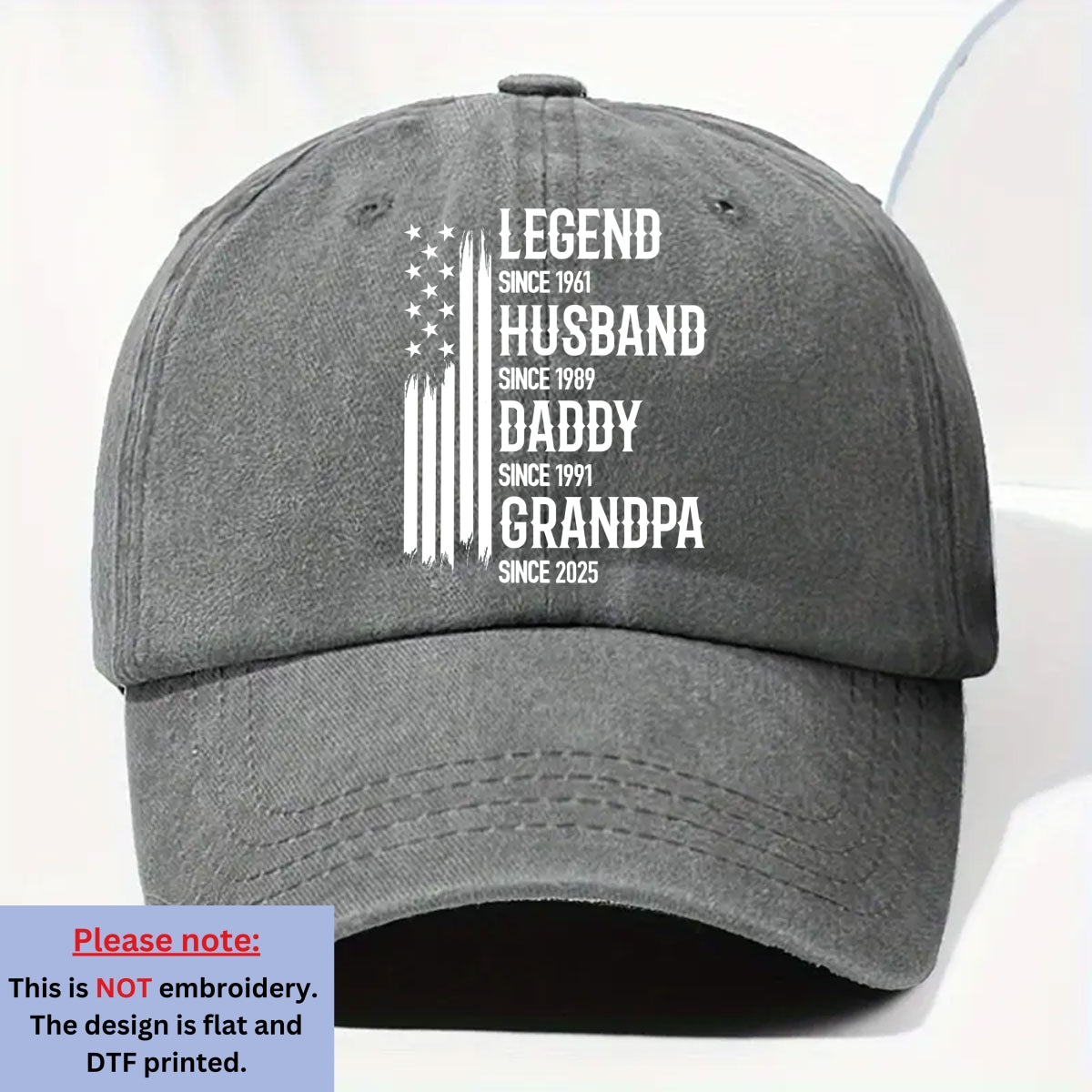 Custom Christmas Headwear Birthday Gifts for Dad, Grandpa • Belongs To Legend - Personalized Vintage Washed Denim Cap