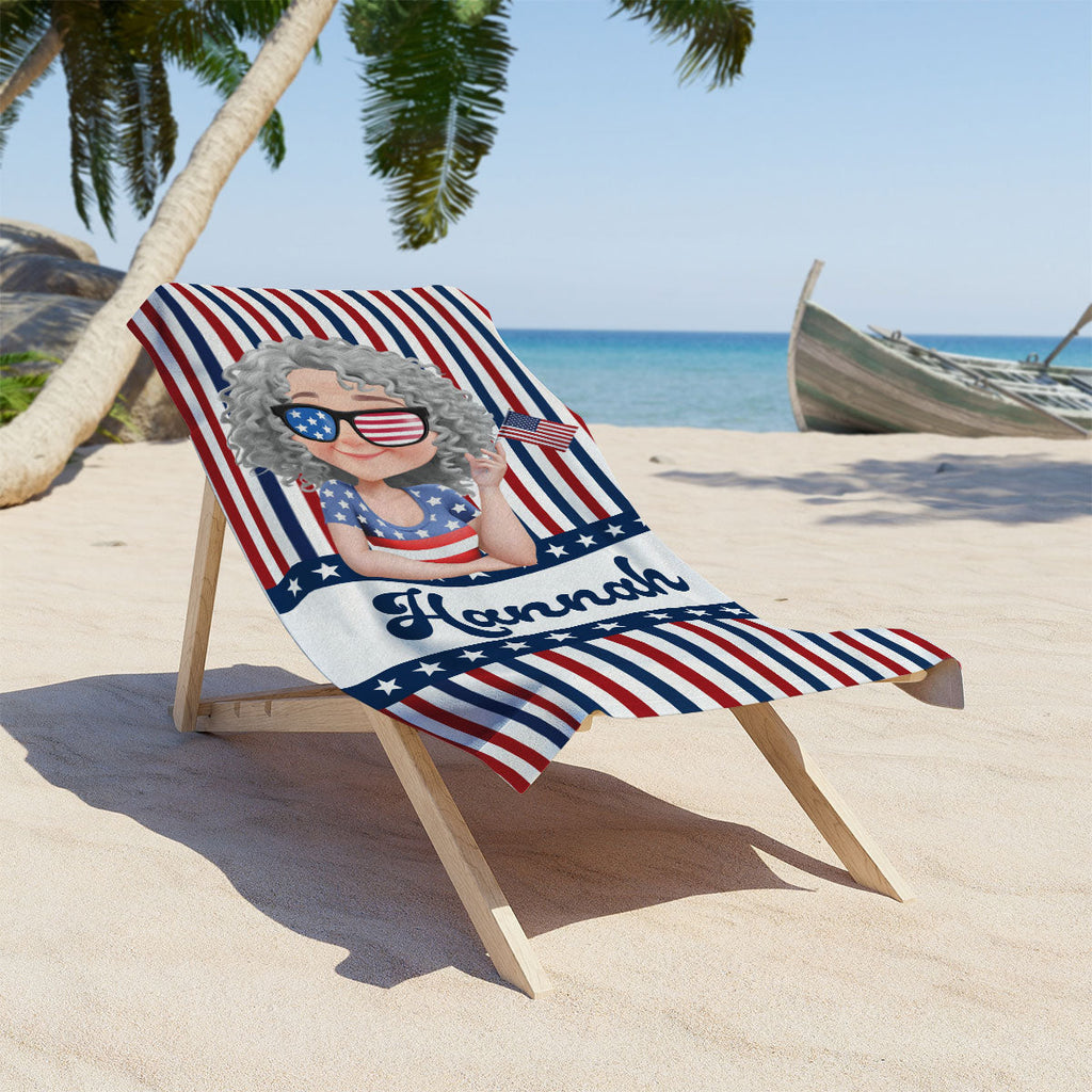 Girl Loves Beach - Personalized Beach Towel