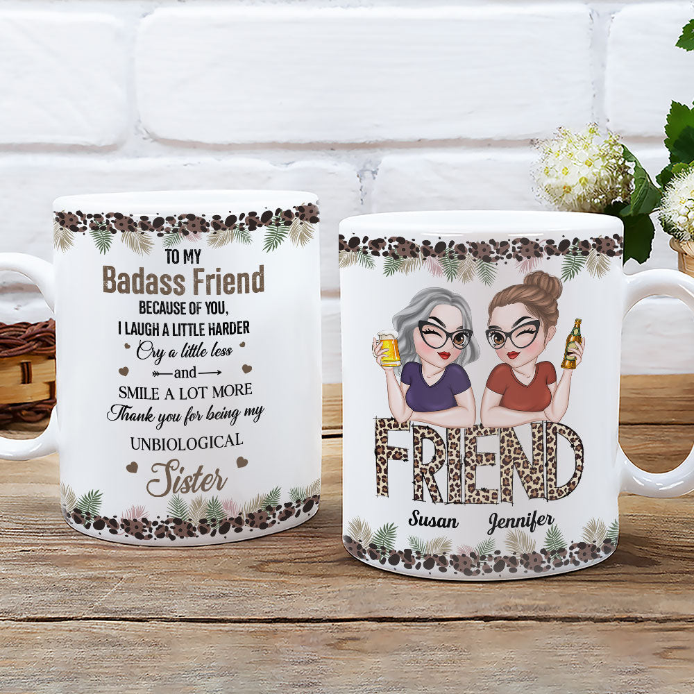Custom Best Friend, Christmas & Birthday Friendship Keepsake Gift • Badass Bestie - Personalized Coffee Mug