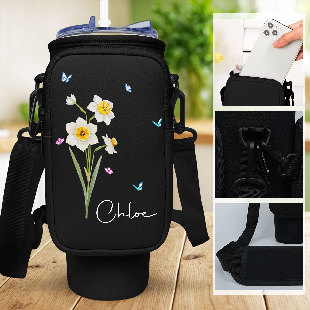 You Are The Most Beautiful Flower - Personalized 40oz Water Bottle Carrier Bag
