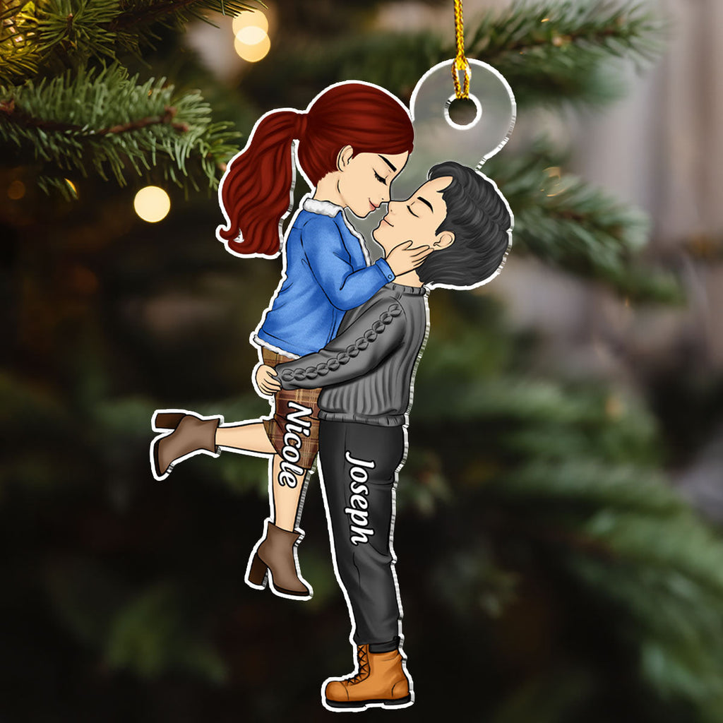 Custom Couple Christmas Ornament, Anniversary Gift •  I Love You - Personalized Acrylic Ornament