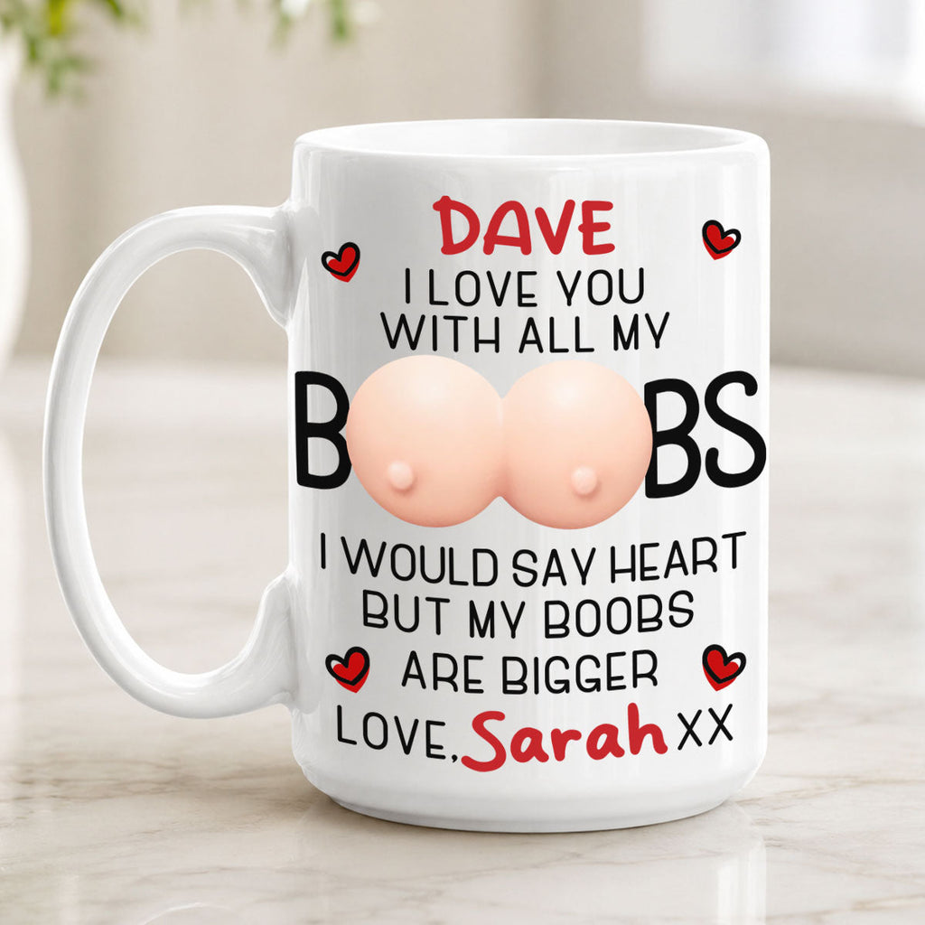 Custom Anniversary Keepsake Gifts For Couple • He Loves The Package - Personalized Squishy Mug