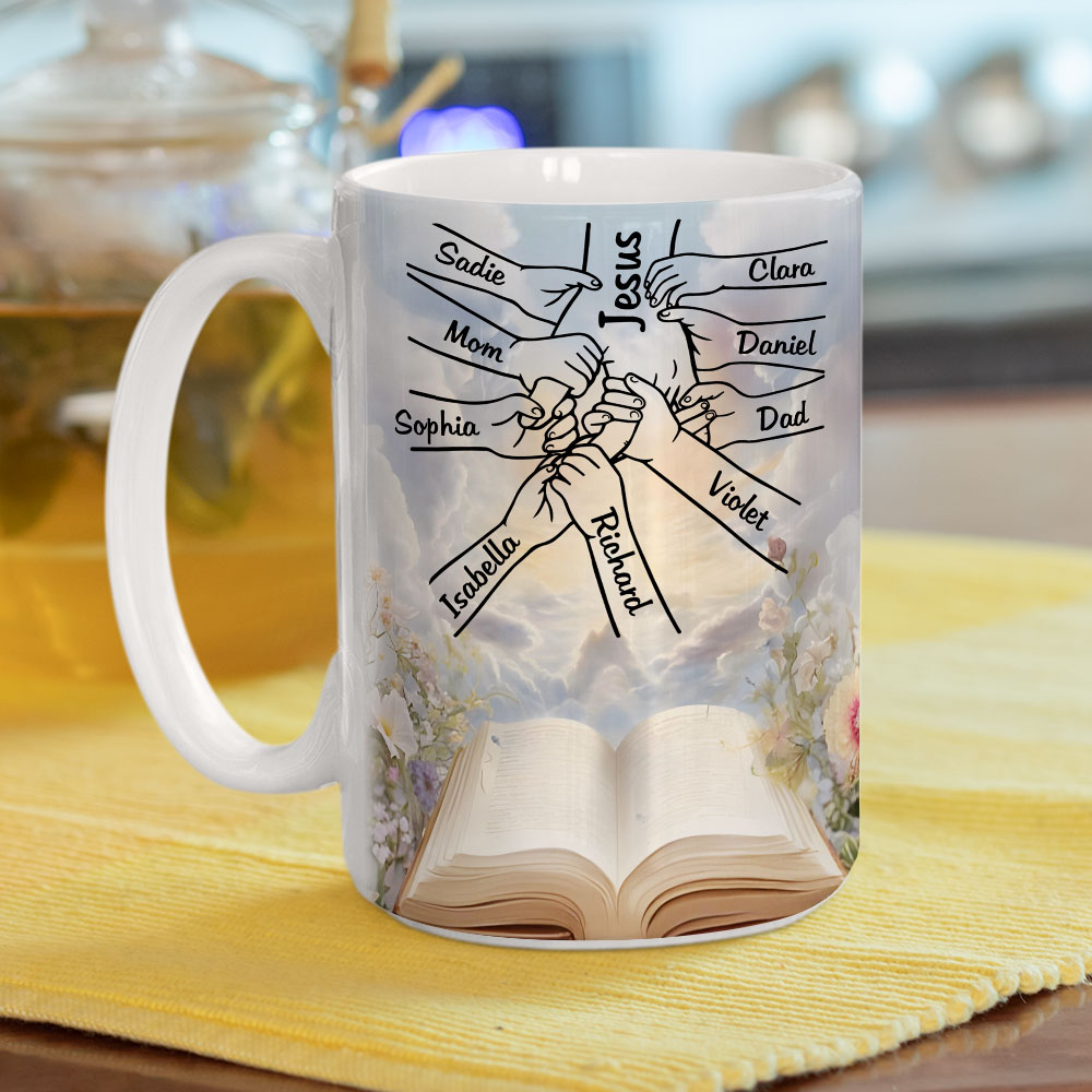 Custom Christmas & Birthday Gift for Mom • God Holds Our Hands - Personalized Coffee Mug