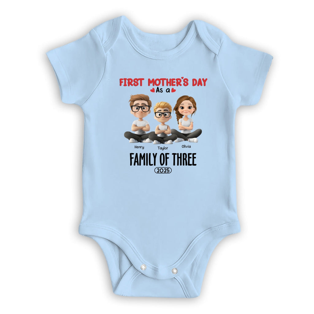 Custom First Mother's Day for Daughter, Christmas Gift for New Mom • Family Of Three - Personalized T-shirt And Onesie