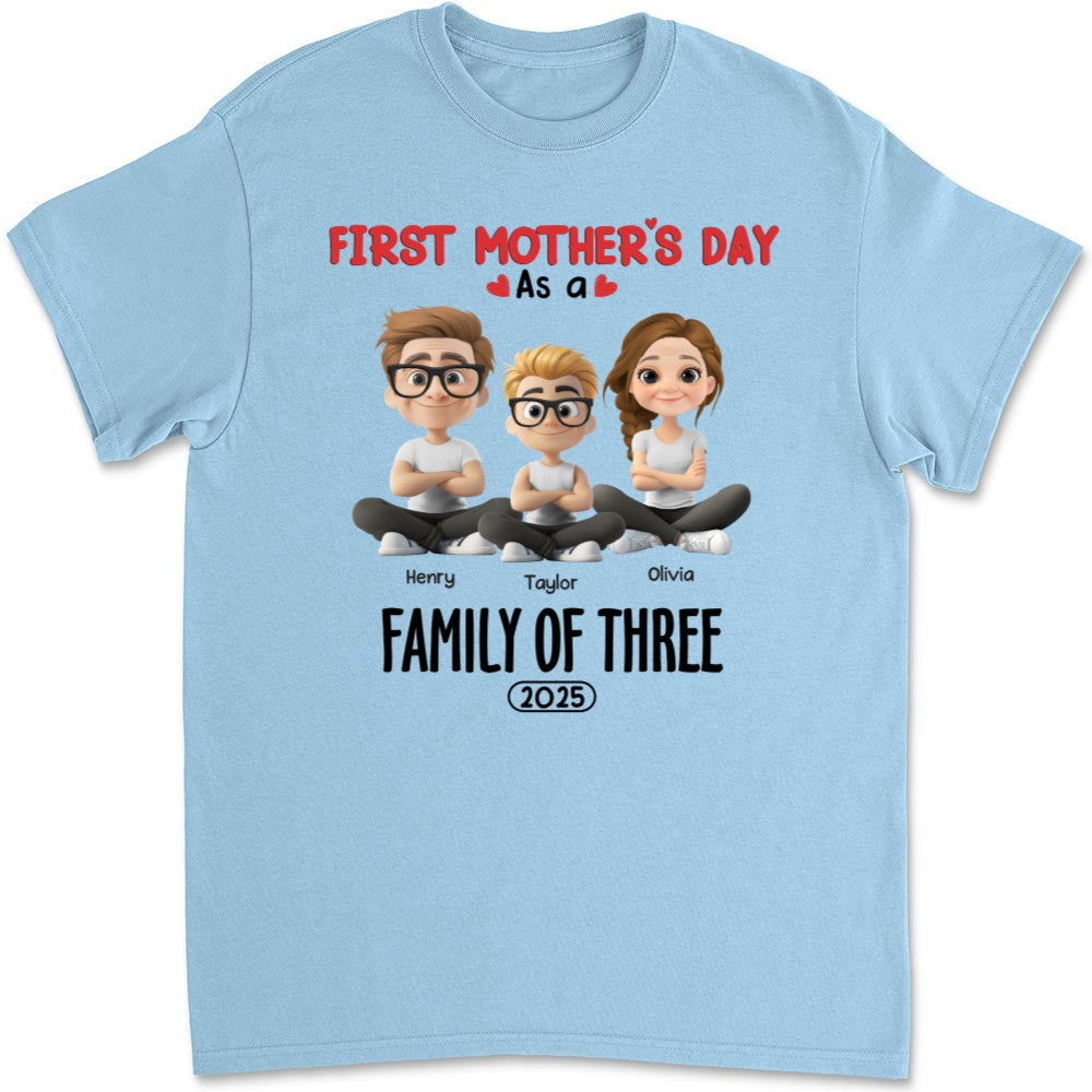 Custom First Mother's Day for Daughter, Christmas Gift for New Mom • Family Of Three - Personalized T-shirt And Onesie