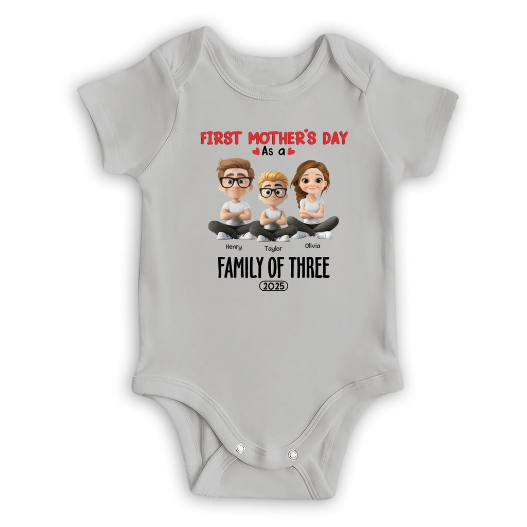 Custom First Mother's Day for Daughter, Christmas Gift for New Mom • Family Of Three - Personalized T-shirt And Onesie