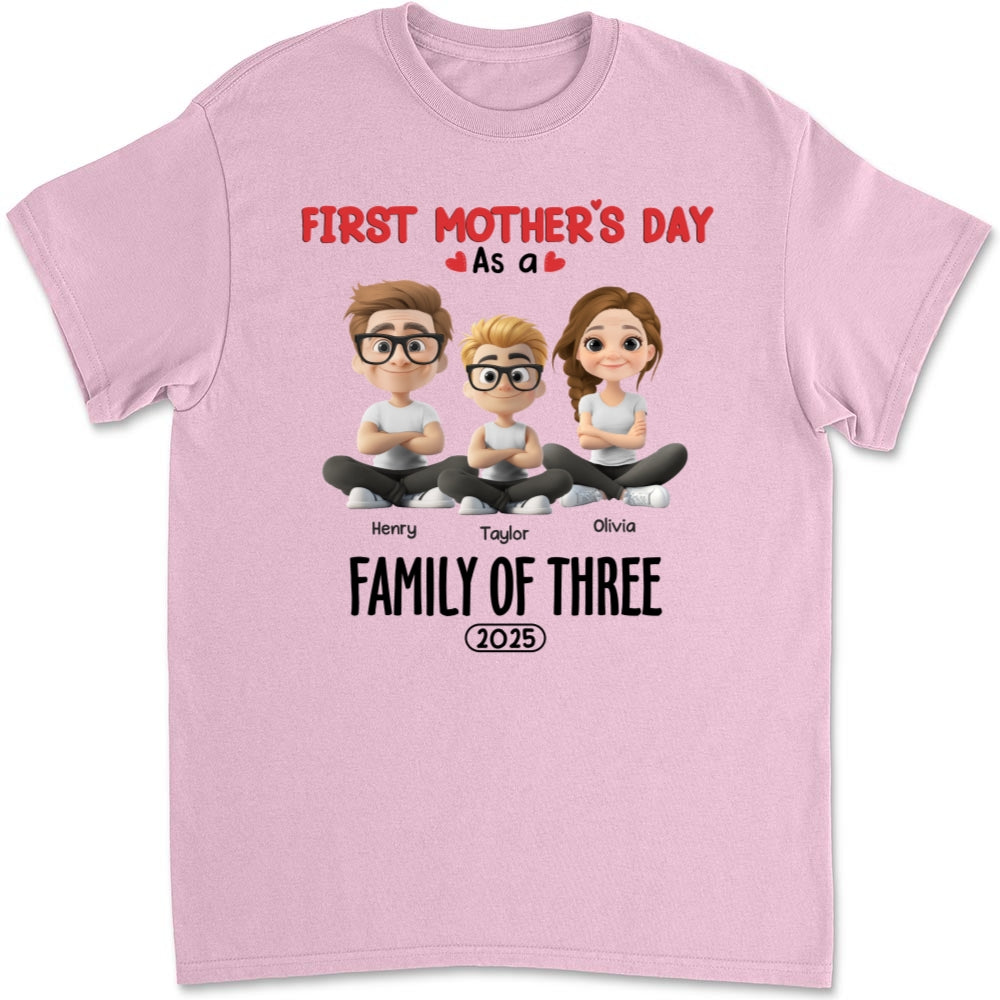 Custom First Mother's Day for Daughter, Christmas Gift for New Mom • Family Of Three - Personalized T-shirt And Onesie