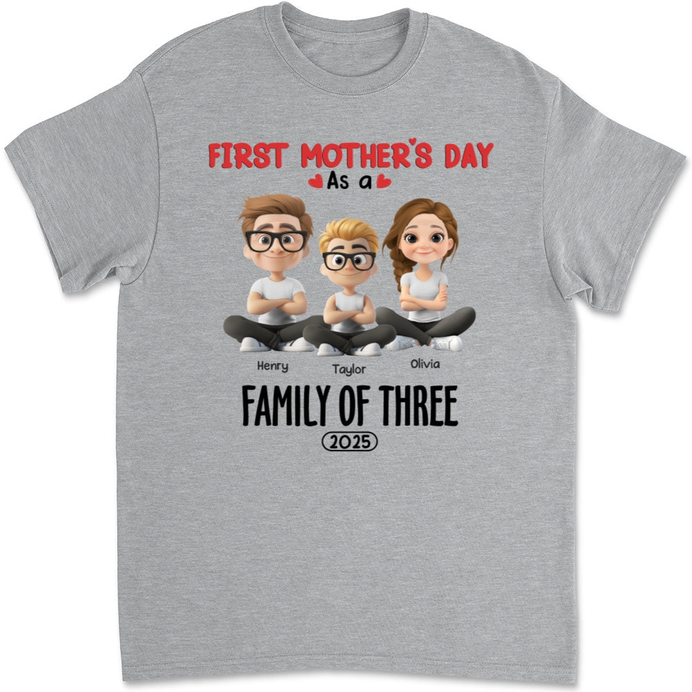 Custom First Mother's Day for Daughter, Christmas Gift for New Mom • Family Of Three - Personalized T-shirt And Onesie