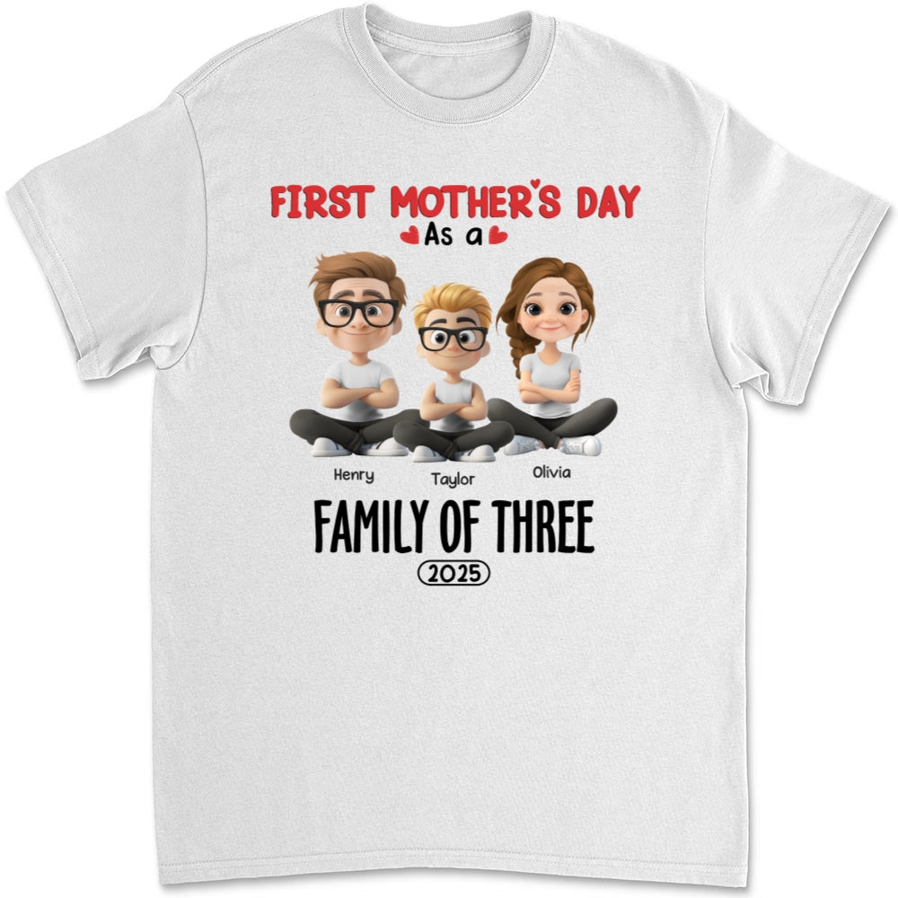 Custom First Mother's Day for Daughter, Christmas Gift for New Mom • Family Of Three - Personalized T-shirt And Onesie