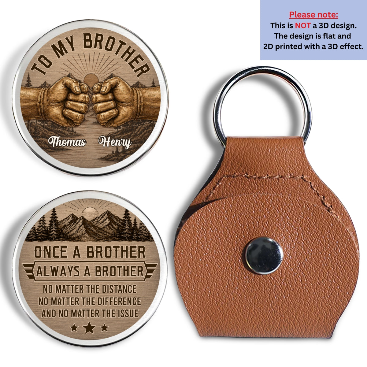 Custom Brother Coin Keychain, Birthday Gift for Family Members • Brothers By Birth Always - Personalized Pocket Hug