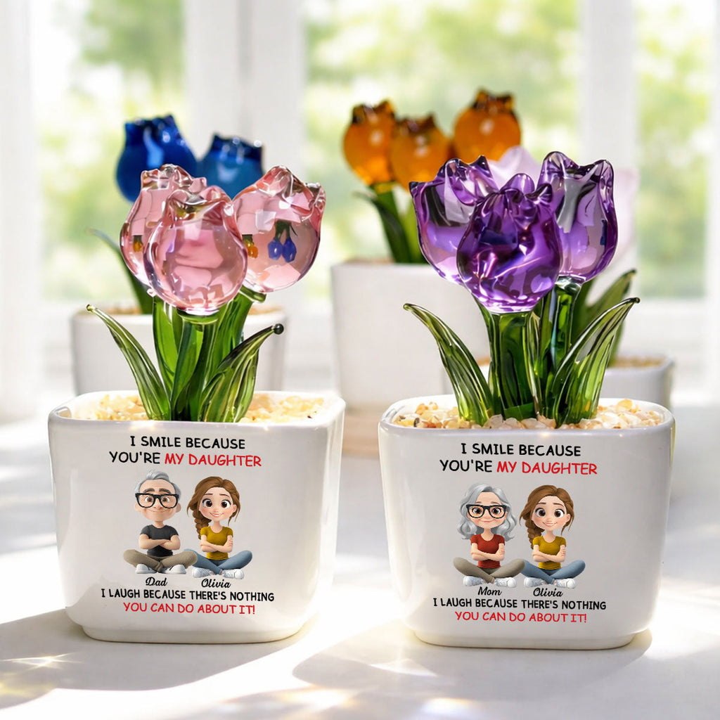 Custom Mother's Day Flower Keepsake, Glass Home Decor Gift for Daughter • My Daughter - Personalized Glass Everlasting Tulips