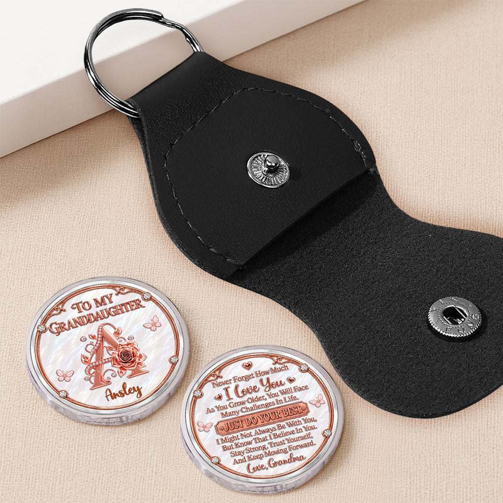 Custom Coin Keychain For Granddaughter Niece, Family Keepsake, • Strong At Heart - Personalized 3D Printing Pocket Hug