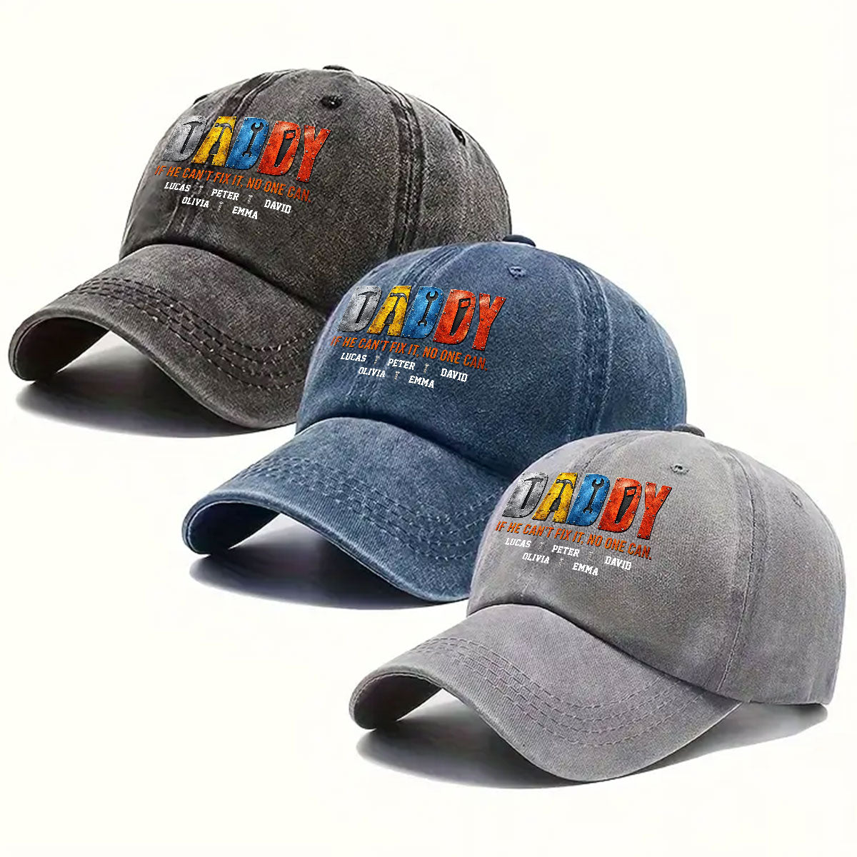 Custom Father's Day Christmas Birthday Gifts for Dad • No One But Daddy - Personalized Vintage Washed Denim Cap