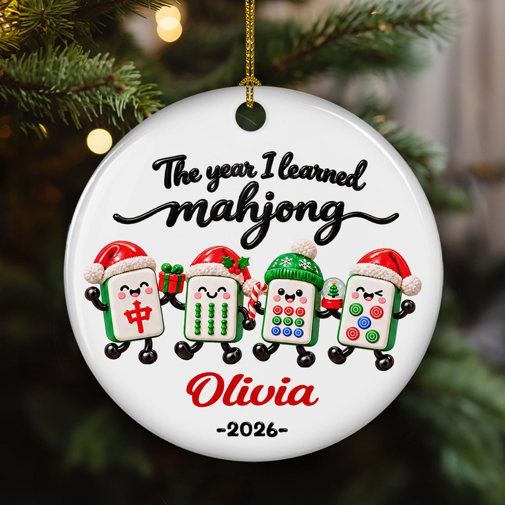 Custom Friendship Christmas Ornament, Best Friend Gift •  A Year Full Of Mahjong - Personalized Ceramic Ornament