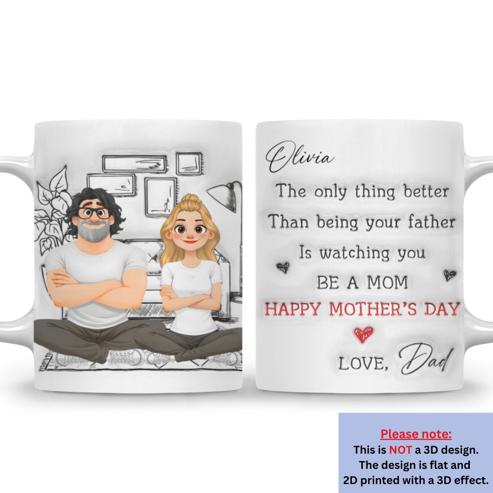 Custom Mother's Day Gift for Daughter • Cartoonize Parents And Daughter - Personalized 3D Inflated Effect Mug