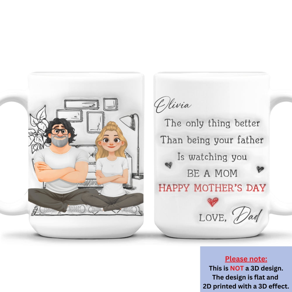 Custom Mother's Day Gift for Daughter • Cartoonize Parents And Daughter - Personalized 3D Inflated Effect Mug