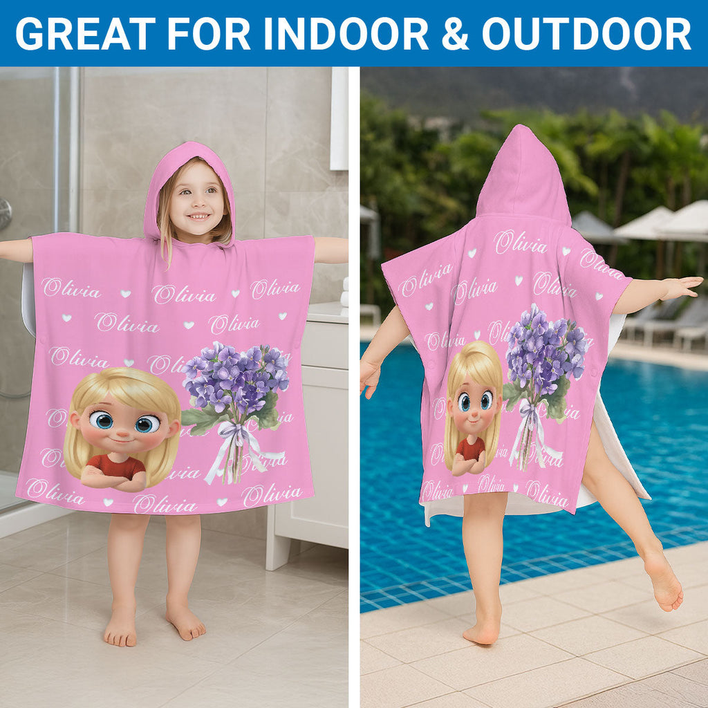 Birthmonth Flower - Personalized Hooded Beach Towel