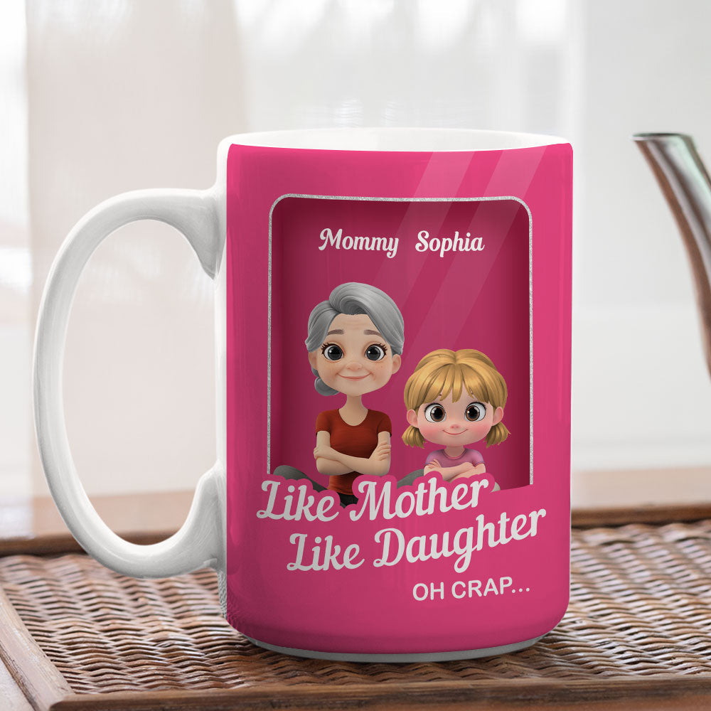 Custom Christmas & Birthday Gift for Daughter • Cute Mom And Daughter Cartoon - Personalized Coffee Mug