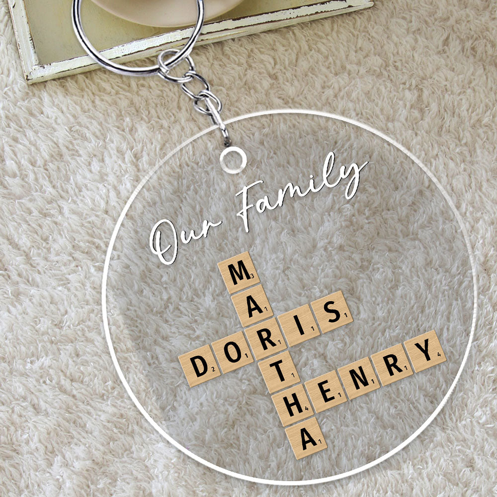 Family Besties Coworker Crossword Art - Personalized Acrylic Keychain