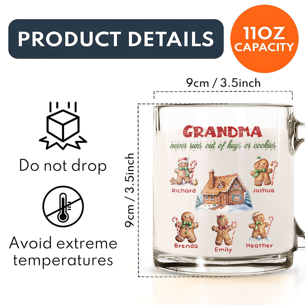 Custom Christmas & Birthday Gift For Grandma • Grandma Never Run Out of Cookies - Personalized Glass Mug