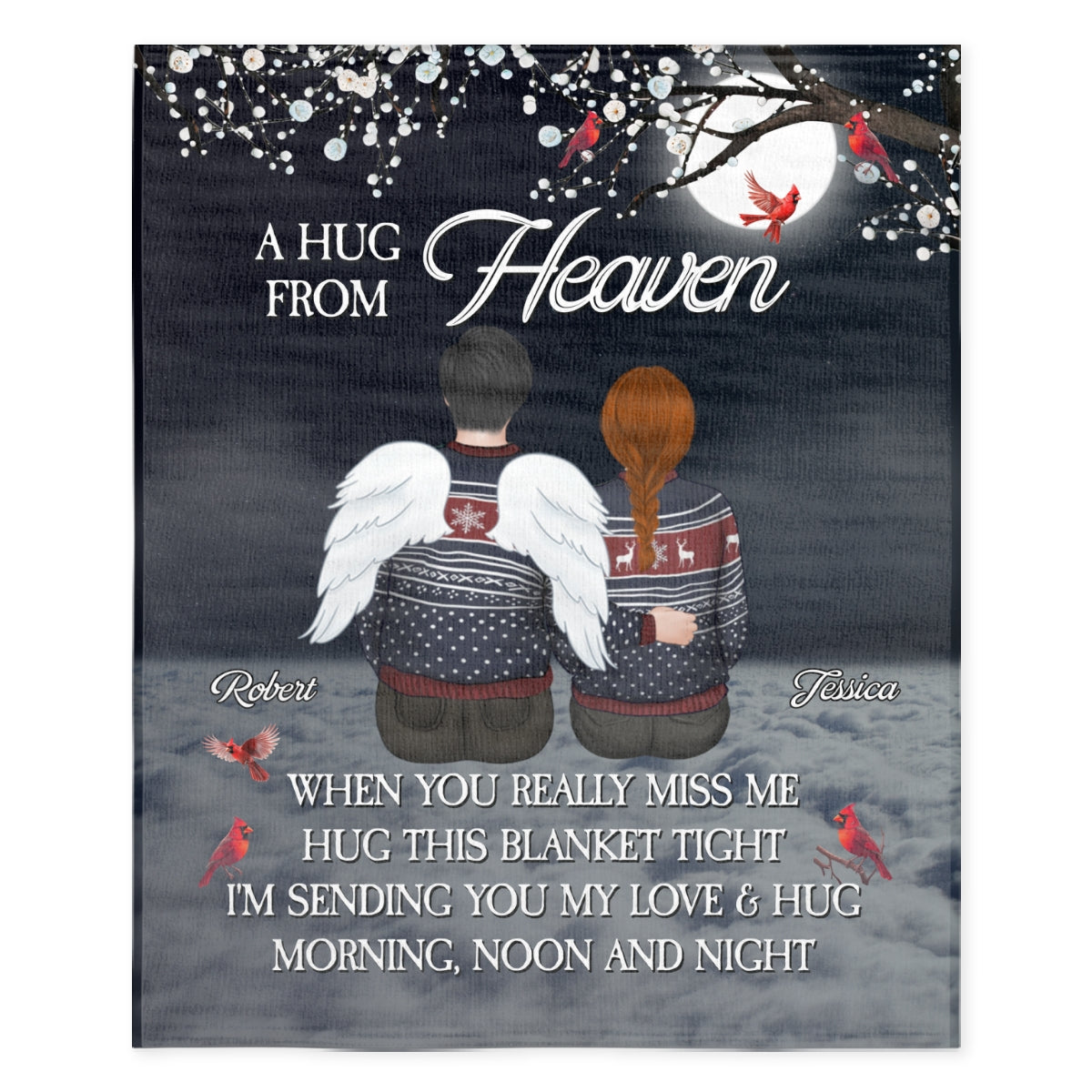A Hug From Heaven Version 2 - Personalized Fleece Blanket