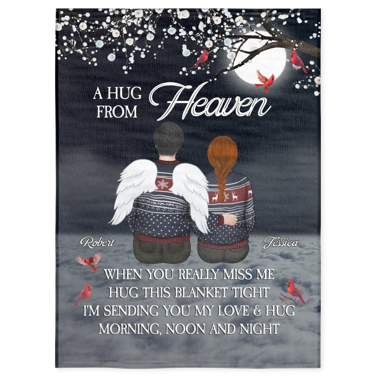 A Hug From Heaven Version 2 - Personalized Fleece Blanket