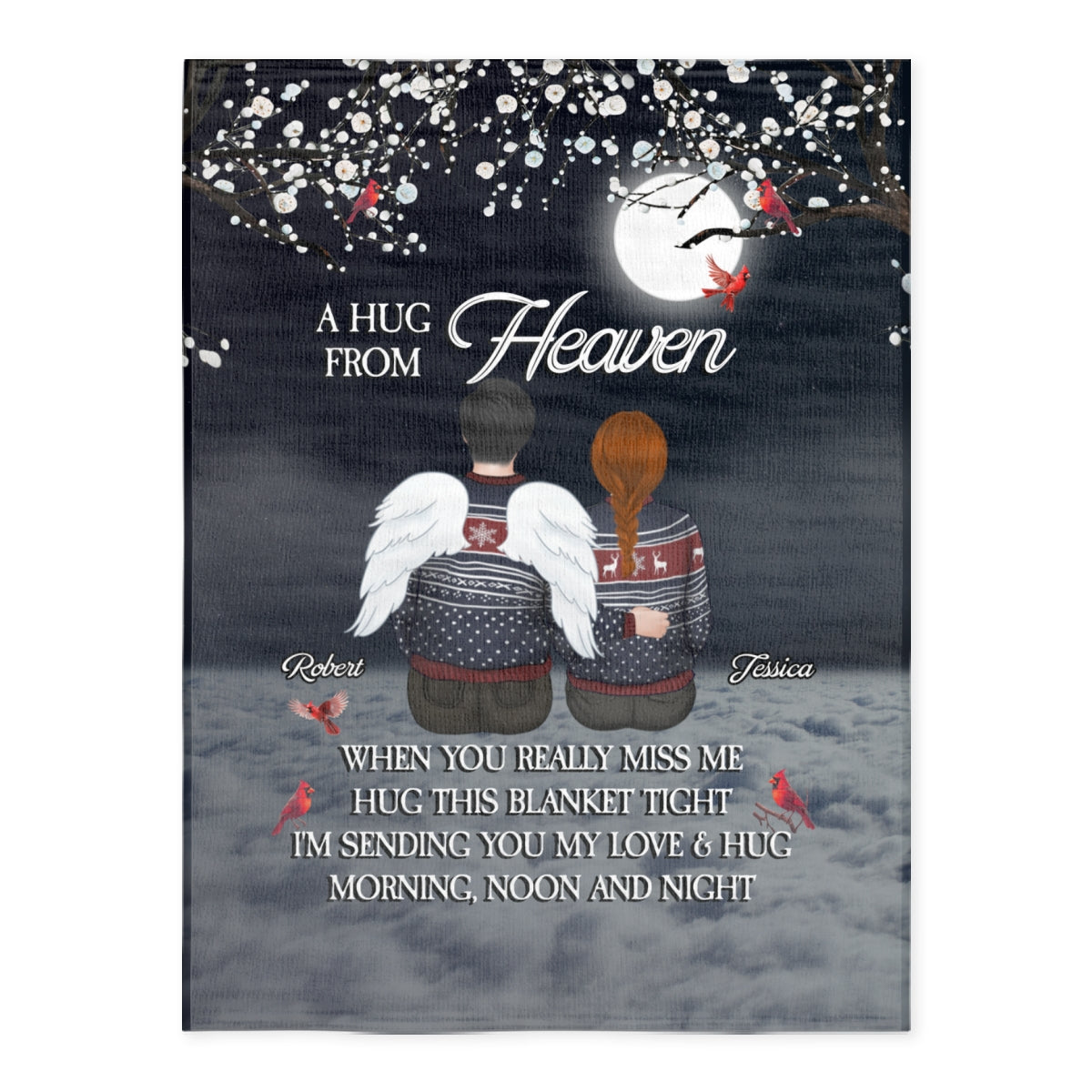 A Hug From Heaven Version 2 - Personalized Fleece Blanket