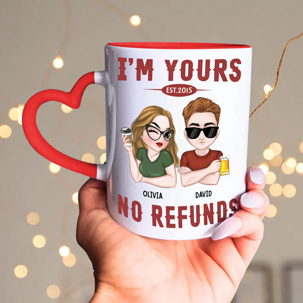 Custom Anniversary Keepsake Gifts For Couple • No Refund - Personalized Heart Handle Mug