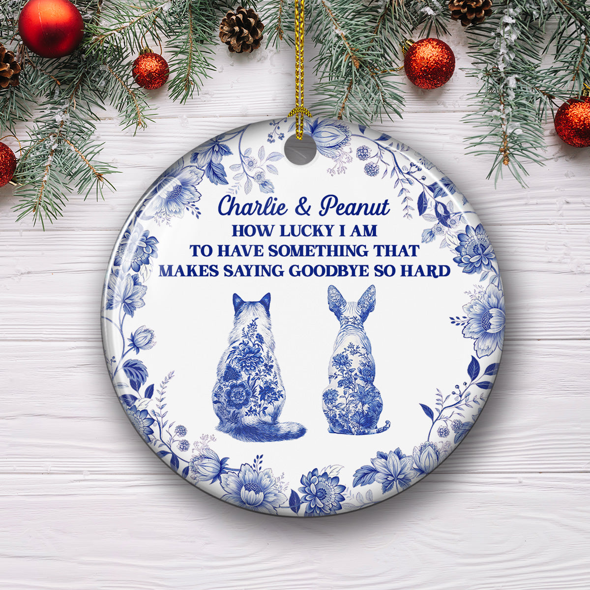 Custom Keepsake Christmas Ornament •  Hard To Say - Personalized Ceramic Ornament