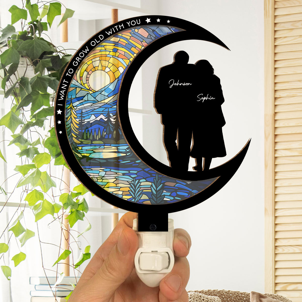 Custom Led Light Gift, Family Keepsake • From Our First Kiss - Personalized Wood And Acrylic Night Light