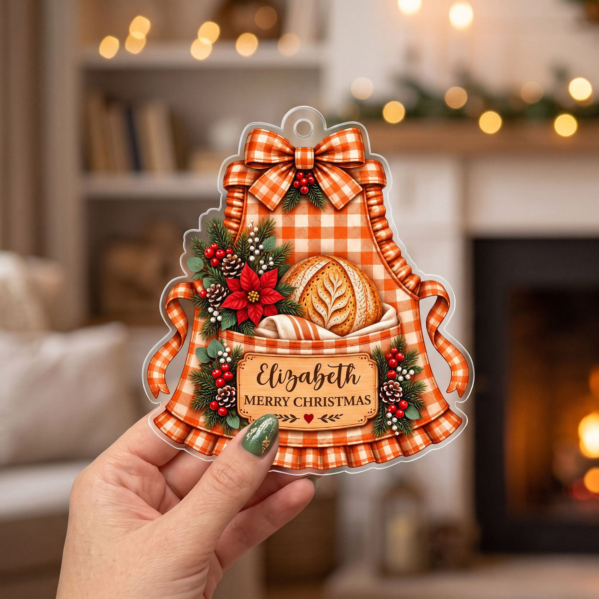 Custom Family Ornament, Christmas Gift for Family Members •  Fresh Bread Makes Hearts Happier - Personalized Acrylic Ornament