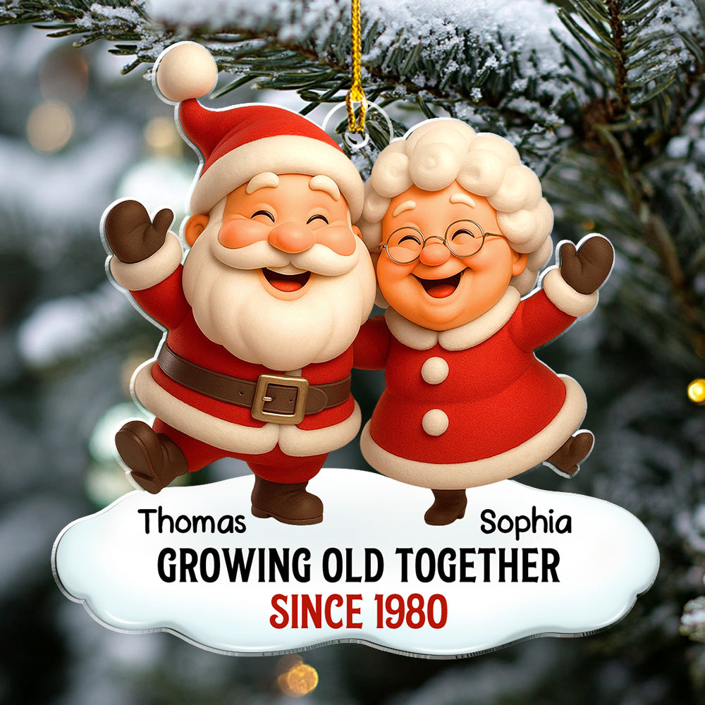 Custom Couple Christmas Ornament, Anniversary Gift •  Growing Old Together - Personalized Acrylic Ornament