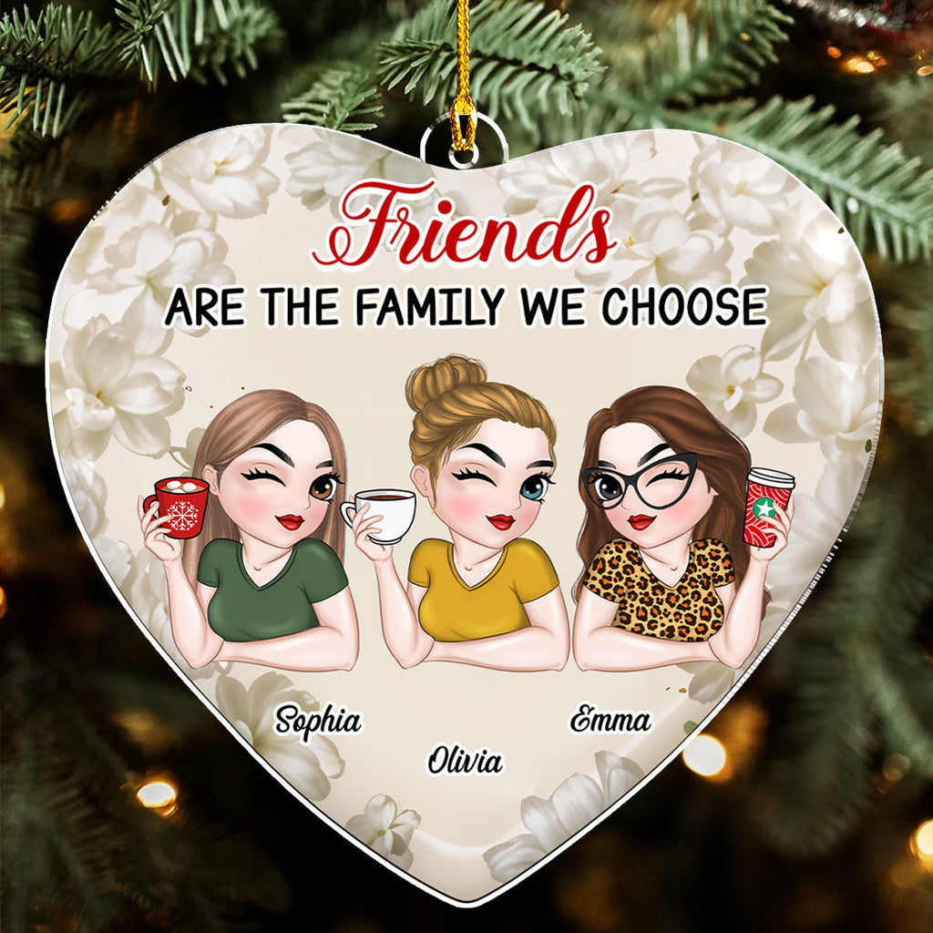 Custom Friendship Christmas Ornament, Best Friend Gift •  The Family We Choose - Personalized Acrylic Ornament